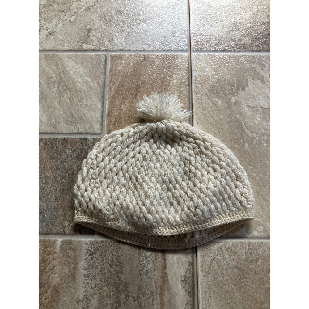 Chunky Knit Beanie Pom Pom Cream‎ Textured Warm Winter Hat